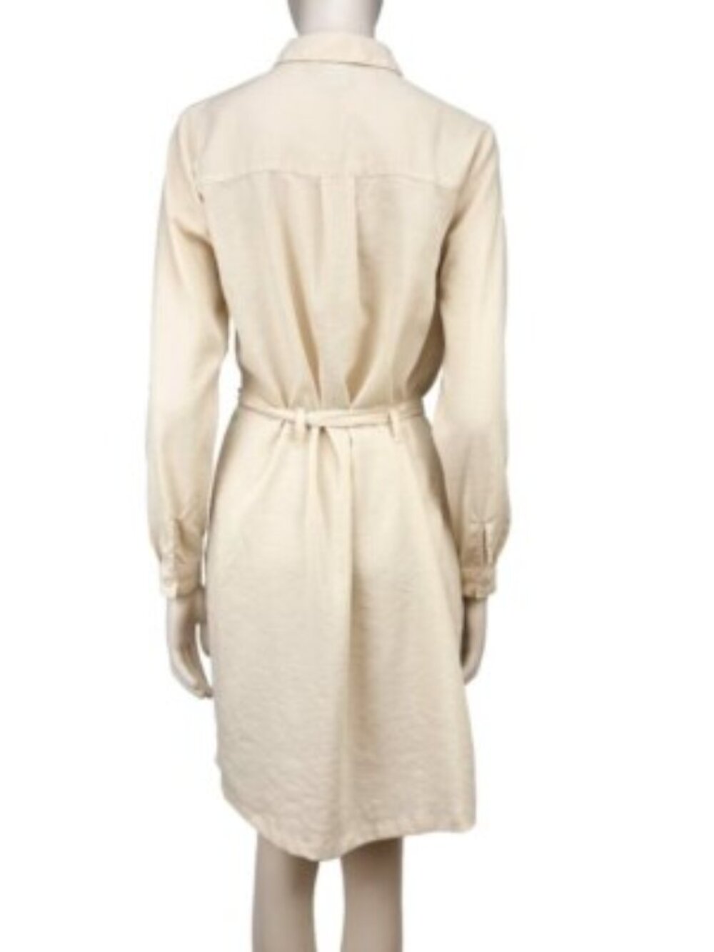 ICHI Butter Yellow Shirtβ Long Sleeves Belted French Tunic Summer Dress Sz 36 S - Picture 4 of 6